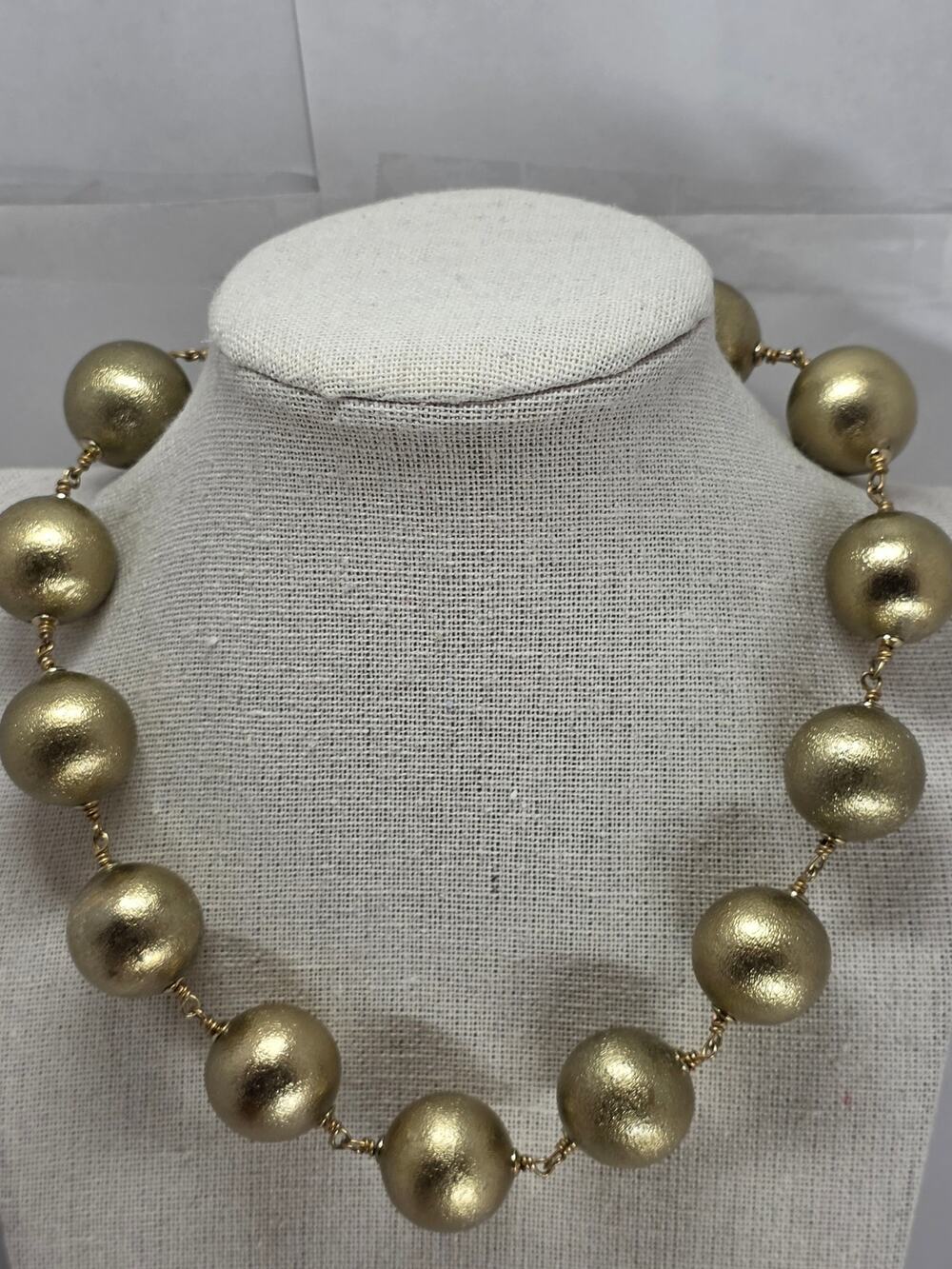 Gold Matte Bold Beads Choker Collar Necklace